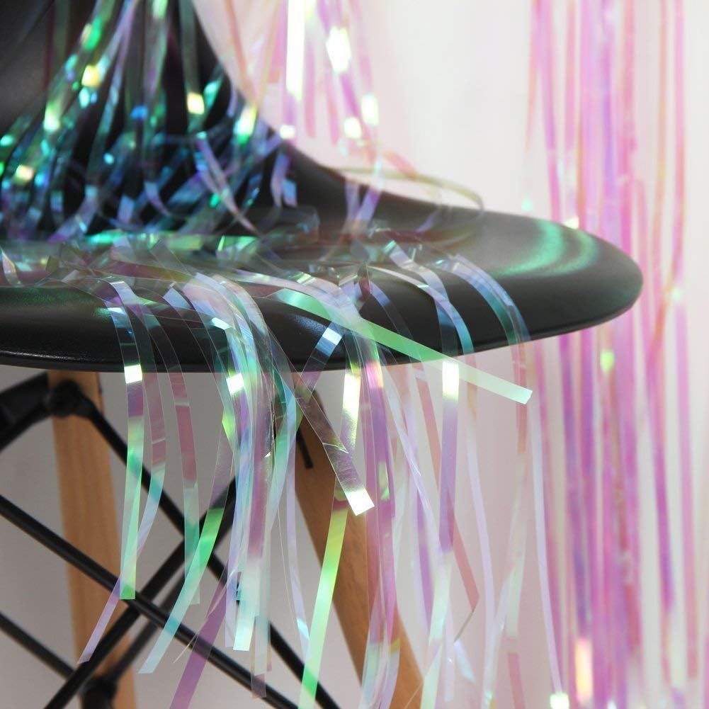 EASY JOY Rainbow Tinsel Foil Fringe Curtains - Image 3