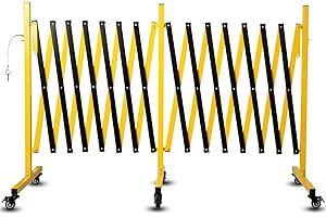 Industrial Expandable Metal Barricade, Easily Assembled Safety Barrier with Casters, Flexible Mobile Barrier Gate (23 FT)