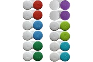 Kuanfine 12 Pack Contact Lens Case Leak Proof Travel Contact Case, Colored Contact Lens Storage Holder Container(Mixed Colors)