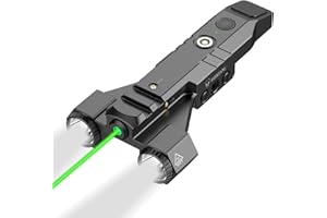 DARKFANG 1450 Lumen Tactical Flashlight with Green Laser Beam Combo, Low Profile Design Rechargeable Weapon Light for Picatinny Rail