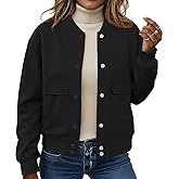 ETCYY NEW Bomber Jackets for Women 2025 Trendy Fall Winter Cropped Coats Button Down Casual Varsity Jacket with Pockets