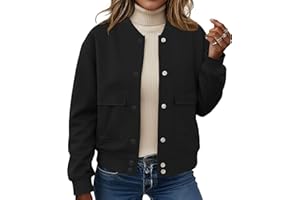 ETCYY NEW Bomber Jackets for Women 2025 Trendy Fall Winter Cropped Coats Button Down Casual Varsity Jacket with Pockets