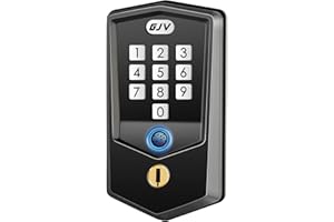 Keyless Entry Door Lock, GJV Fingerprint Door Lock, Smart Door Lock for Front Door, Keypad Deadbolt & Electronic Door Lock with Auto-Lock for Hotel Office Airbnb Home & Apartment - Matte Black