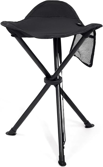 EVER ADVANCED Folding Tripod Stool 53 cm Lightweight Camping Chair Black