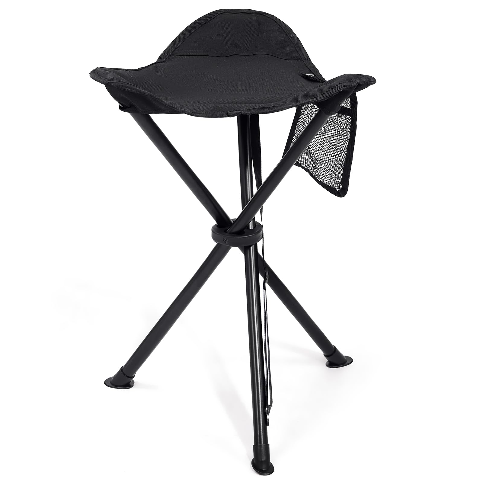 EVER ADVANCED Folding Stool Tripod Tall 53 cm Lightweight Camping Stool Compact Portable Fishing Tripod Camping Chair Collapsible for Outdoor Travel Walking Garden Backpack Hold Up 102 KG Black
