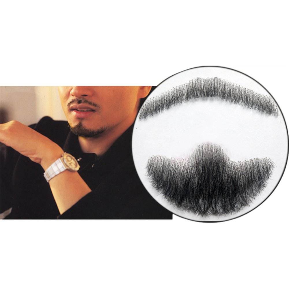 Remeehi Goatee Men's Beard Human Hair Lace Hand-Made Fake Facial Mustache Costume Pretend ZGRong