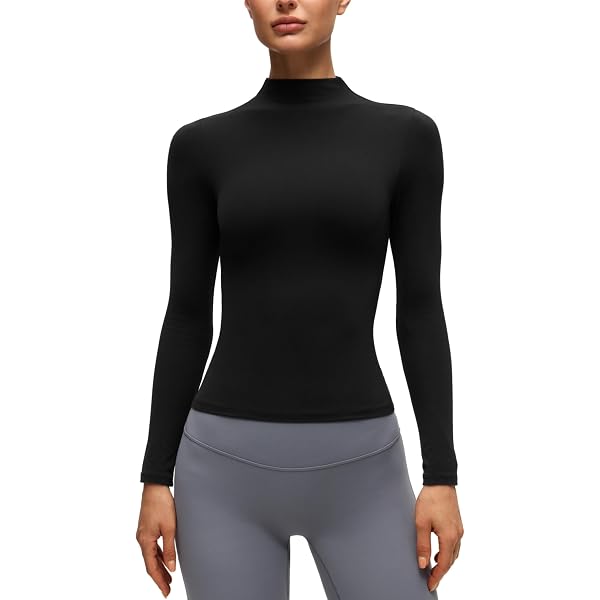 Amazon.com: CRZ YOGA Butterluxe Mock Neck Long Sleeve Shirts for