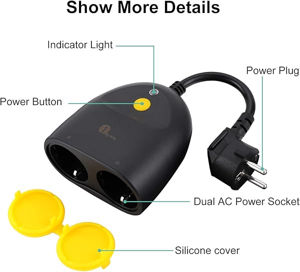 1byone Enchufe inalmbrico para exterior 1 BY ONE resistente al agua enchufe exterior WiFi con 2 salidas control remoto de aplicacin Smart Home Plug compatible con Alexa Google Home e IFTTT