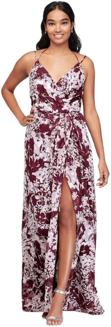 double strap georgette bridesmaid wrap dress