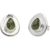 Peridot Stud Earrings With A Wide Base Diameter 10 x 12 mm Silver 925