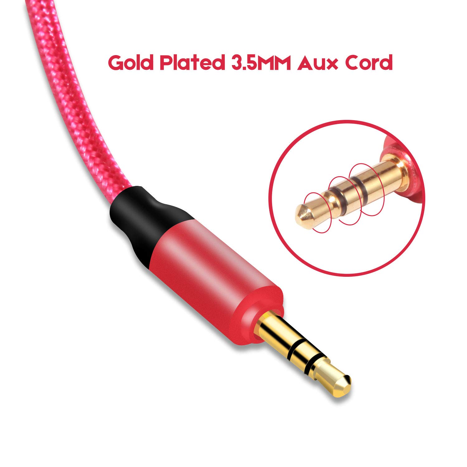 EVISTR 3.5mm Stereo Audio Cable [2Pack 6FT] Aux Cord Male to Male TRS 1/8 inch Jack Cables for Recorder, MP3 Player, Tablets, Headphones, Car & Home Stereos, Speakers More 3.5mm Audio Auxiliary Port