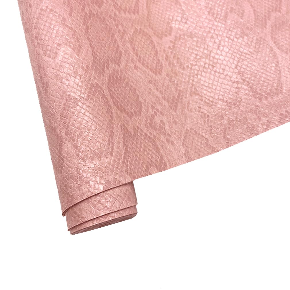 Photo 1 of 12"x54" Snake Patterned PU Faux Leather,Embossed Snake Textured Faux Synthetic Leather Fabric for Home Decoration DIY Sewing Clothes Project Bows Earrings Making Craft Pink