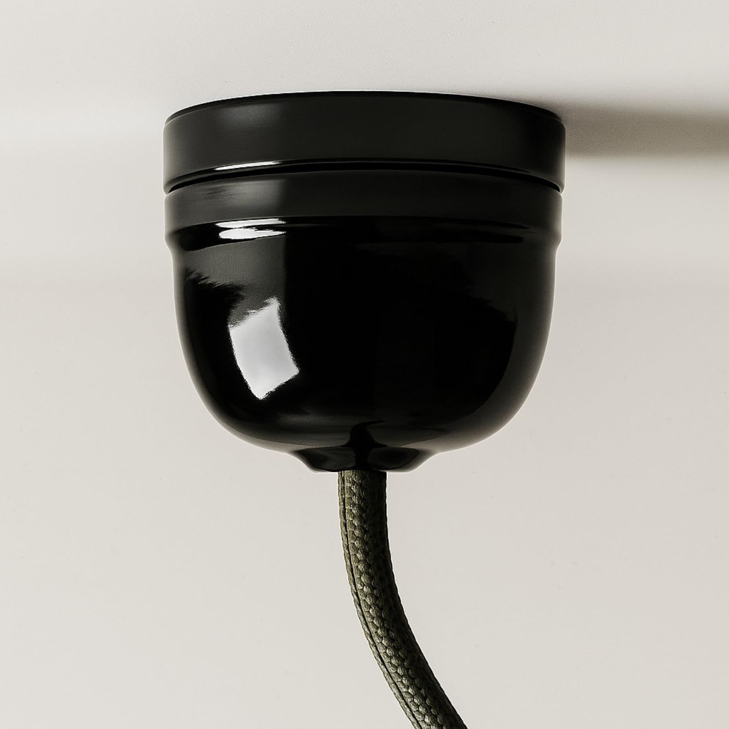 ADAKAT Porcelain Retro Canopy, 2-Piece Set, Black (High-Frequency Hard, Glazed, Screw-In)