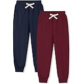 Phedrew 2 Pack Boys Kids Cotton Sweatpants Midweight Toddler Jogger Pants Pull On Pants with Drawstring Pockets(2-14Y)