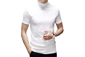 Rela Bota Mens Fashion T-Shirts Undershirts Thermal Underwear Tops Half Turtleneck Short Sleeve Slim Fit Basic Pullover Tees