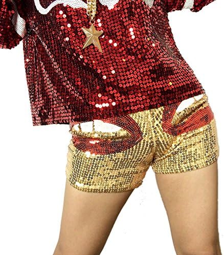 Angcoco Womens Fashion Novel Sequins Paillette Sparkle Glitter Strechy Shorts