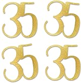 Gold Glitter 35 Cut-Out Numbers, 35th Birthday Party Anniversary Decorations DIY Essentials
