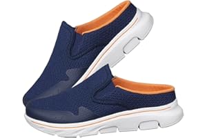 Women's Slip On Mule Sneakers, Backless Closed Toe Indoor Outdoor Walking Mules, Lightweight Casual House Shoes for Porch Gar