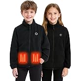 QXOOXQ Kids Heated Fleece Jacket, USB Electric Heating Coat for Boys and Girls with 4 Heating Zones (Battery Not Included)