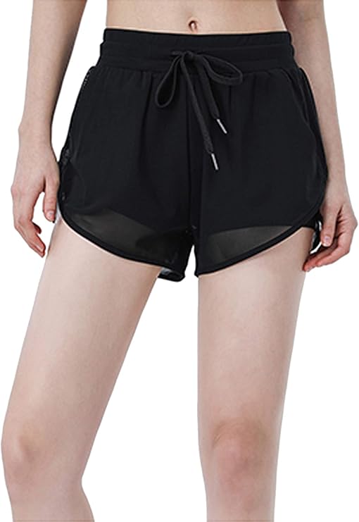 Women's Double Layer Running Shorts 2 in 1 Workout Athletic Yoga Shorts