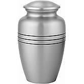 CLEENTABLE Urns for Human Ashes Adult Female and Male 200+ Cubic Inches, Decorative Burial Urn, Funeral Cremation Urns for Women and Men, Handcrafted Urn for Ashes Adult, 11" Silver -