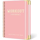 Fitness Planner Workout Journal, Undated Exercise Log Book, 6" x 8.2" | 142 Pages, No-Bleed Paper, Smooth Writing, Metal Corner Protectors, Foil-Stamped Title, Elastic Closure, Spiral Bound
