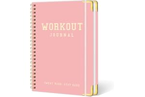 MEDOLOVE Workout Journal Fitness Tracker Planner for Men & Women, 5.9"×9.4" Workout Log Book for Tracking Gym & Home Workouts, Monitoring Progress - Exquisite Design Hardcover with Metal Corner , A5 Size Pink Easy to Carry