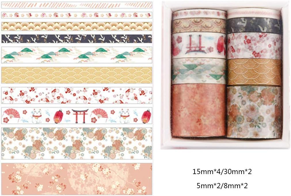 10Pcs/Box Fantasy Ocean Washi Tape Decorative DIY Tapes for Arts & Crafts, Labeling or Coding - Art Supplies for Kids