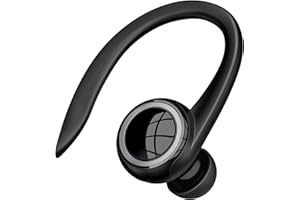 ELOVEN Bluetooth 5.2 Headset, Single Ear Earpiece Earphone with Mic, Hook, Noise Cancelling Headset for Business, Trucker, Driver, Wireless Bone Conduction Headphone with Ear Caps (S/M/L) for iPhone Android
