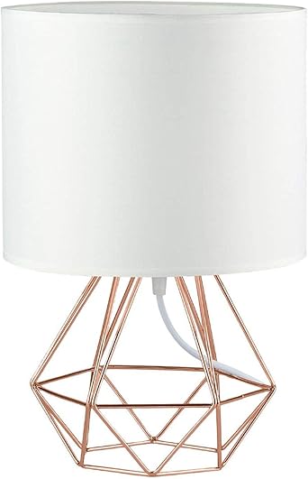 modern rose gold desk table lamps for living room bedroom minimalist diy bedside night light metal hollowed out base fabric shade ecopower