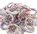 BIHRTC Pack of 30 Colorful Flexible Spiral Telephone Wire Cord Stretchable Spring Wristband with Key Ring for Office, Workshop, Shopping Mall, Sauna (6 Different Colors by Random)