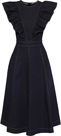 Amazon Co Jp ステラ マッカートニー Stella Mccartney ラッフルトリム デニム ミディワンピース レディース ドレス 並行輸入品 服 ファッション小物