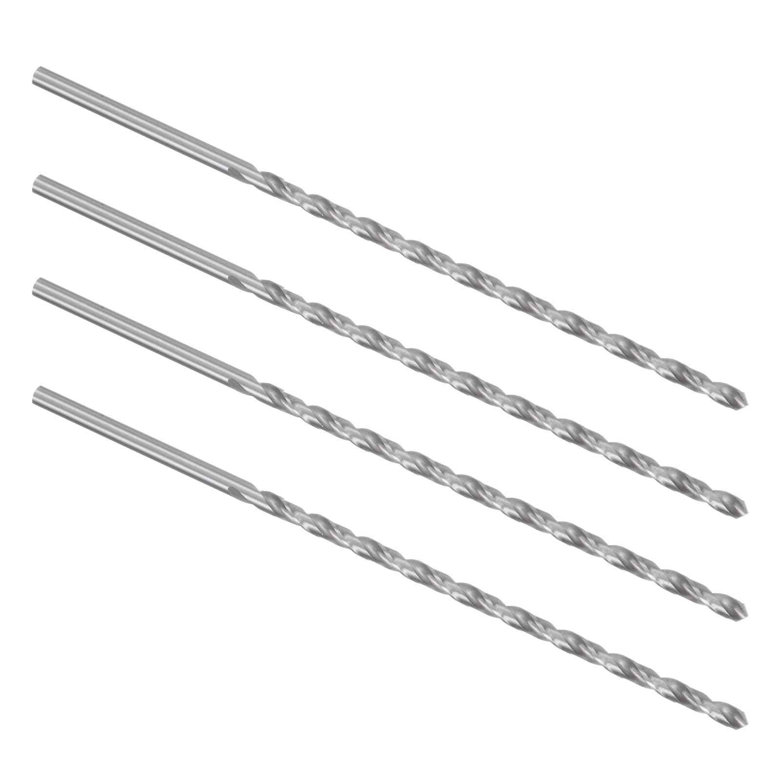 Kozelo 4PCS Twist Drill Bit - [4.2mm] High-Speed Steel Cobalt Round Shank Jobber Bit Set Silver Tone for Metal Wood Plastic Steel Use, 112mm / 4.41" Blade Length