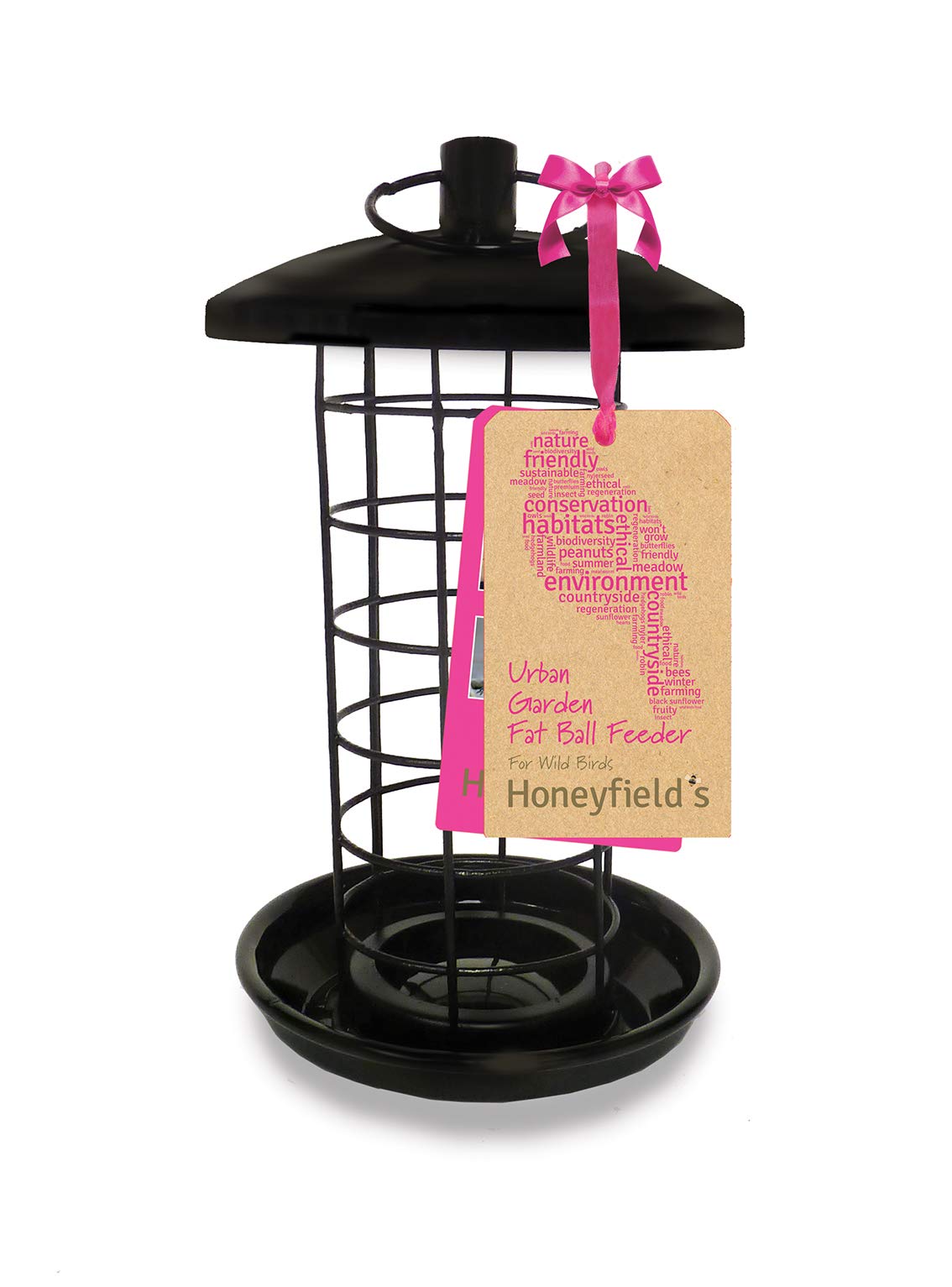 Honeyfields 71486697 Hanging Wild Bird Fatball Feeder, Urban Garden Design in Black & Metal for long lasting outdoor & garden use. Fat Ball Suet. Wild bird food feeder, 20.0 cm*11.2 cm*11.2 cm