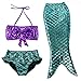 BAOHULU Girls ' 3-piece Swim Set,Lovely Mermaid Tail Bikini Swimmable Costumes 100-150