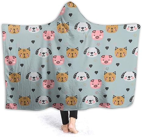 Amazon Co Jp ブランケット 可愛いい ネコ いぬ 掛け毛布 四季着用 毛布 フード付きブランケット 肩掛け 帽子付き 毛布 エアコン毛布 フランネル 可愛い 柔らかい 洗濯可能 防寒対策 抗菌 防臭 ホーム キッチン