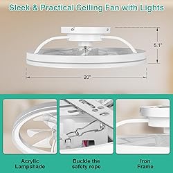 20In Low Profile Ceiling Fans with Lights, Modern