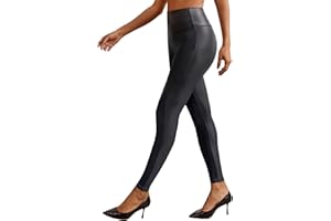 APWKL Faux Leather Leggings for Women High Waisted Leather Pants Stretch Tummy Control Black Elastic Pleather Tights