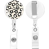 TPOAEL 2 Pack Retractable Badge Holders Cute Badge Reel Badge Clip ID Card Holders for Student Office Worker Doctor Nurse Teacher (Cute Black Flower)