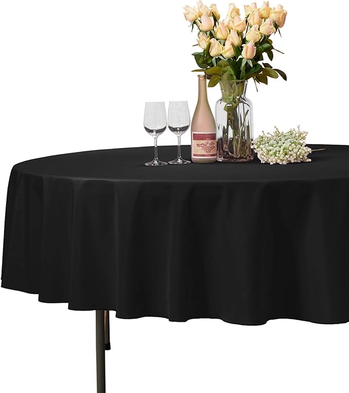 VEEYOO 90" Inch Round Tablecloth Polyester Circular Wrinkle