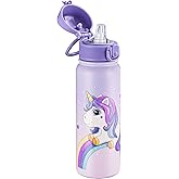 OLDLEY 20 Oz Insulated Stainless Steel Water Bottle For Kids, With Straws Leak-proof, Kids Water Bottles For School Boys Girls,Magic Unicorns