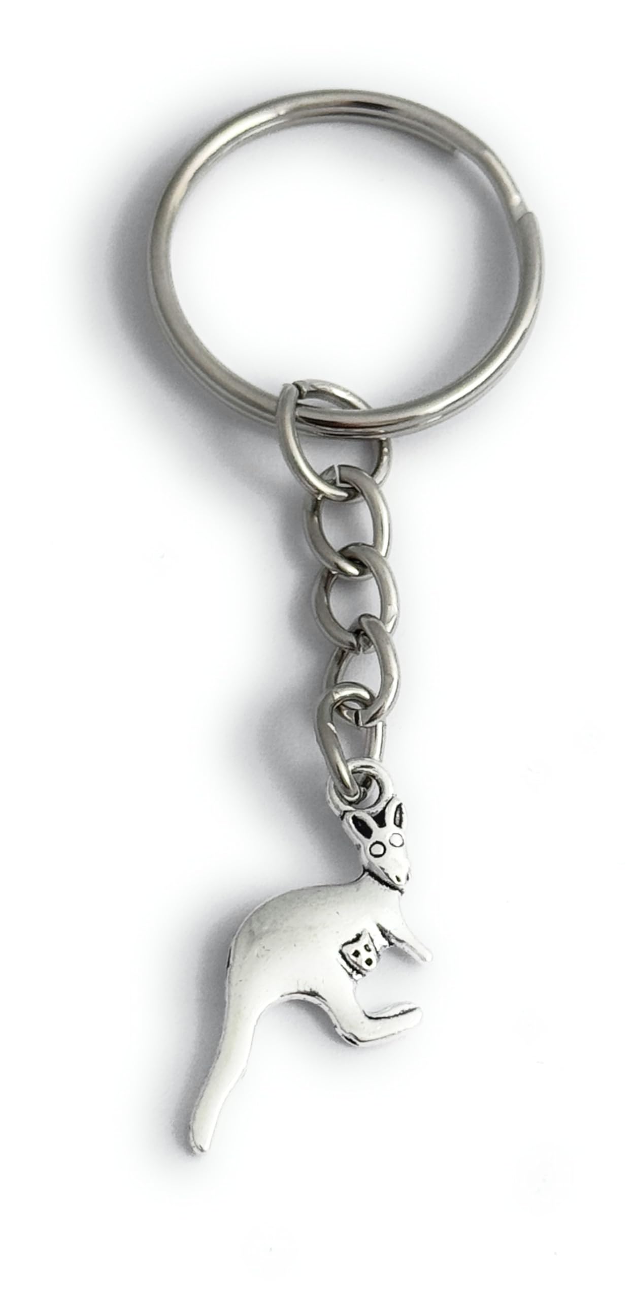 FizzyButton Gifts Kangaroo with Joey Charm Keyring Key Ring with Silver Tone Keychain