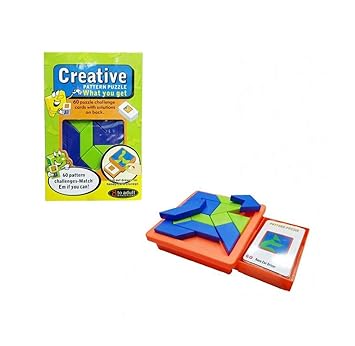 Emob 14 Pcs Tangram Learning Pattern Puzzle Game with 60 Challenge Cards