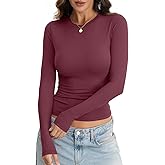 Eachyes Womens Long Sleeve Shirts Crew Neck Slim Fit Crop Tops Fall Basic Going Out Y2k Fashion Clothes 2026