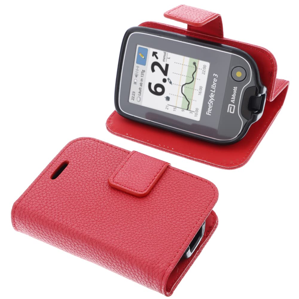 foto-kontor Bag compatible with Abbott Freestyle Libre 3 Book Style red case protection cover book