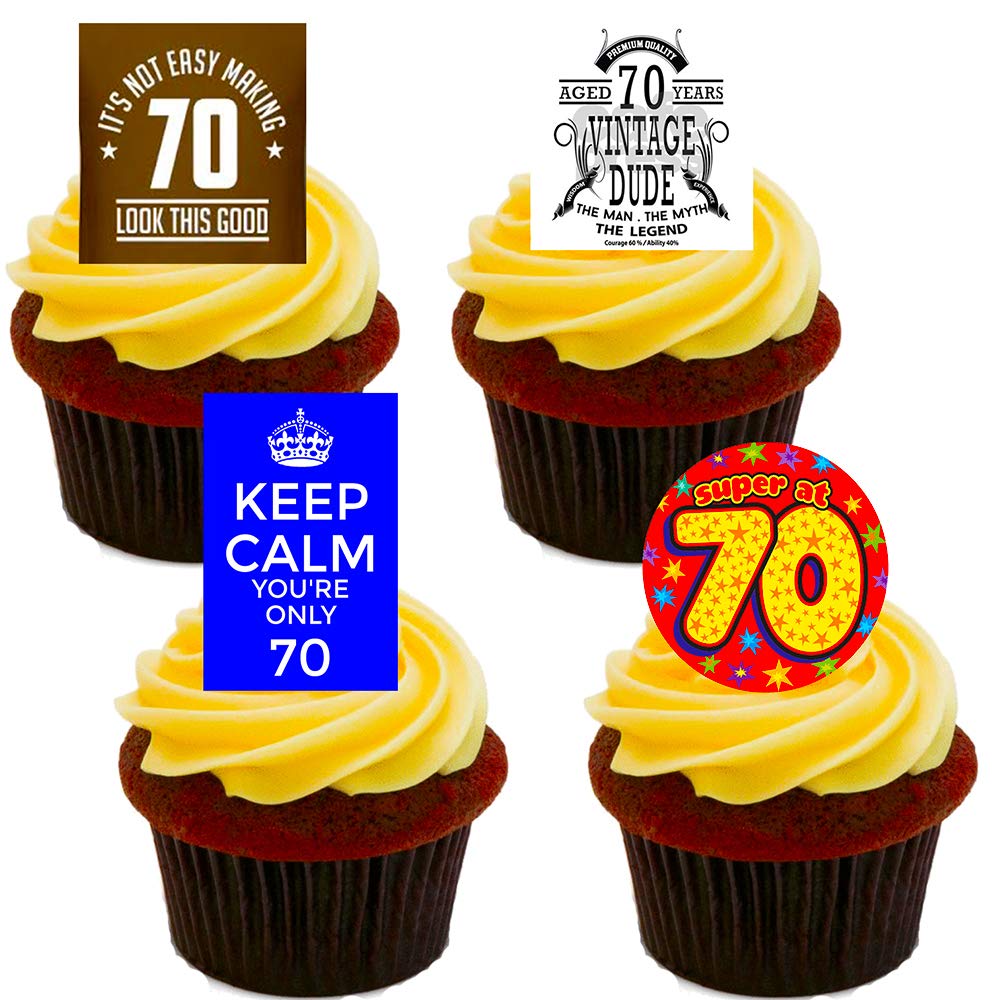 70th cumpleaños, decoraciones de la torta comestible plaśtico ...