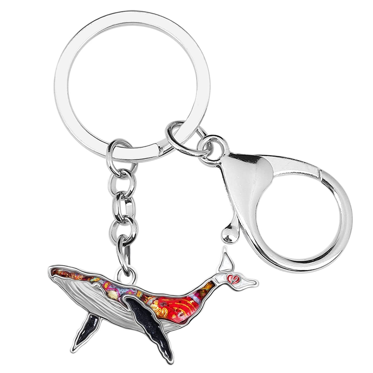 DUOWEI Cute Enamel Ocean Whale Keychain Rings for Women Girls Wallet Charms (Black)