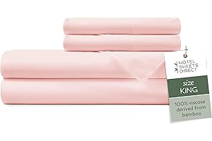 Hotel Sheets Direct 100% Viscose Derived from Bamboo Sheets King Size - Cooling Bed Sheets with 2 Pillowcases - Breathable, Moisture Wicking & Silky Soft Sheets Set- Rose Pink