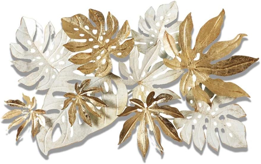 Wall Sculptures Metal Metal Wall Decor Living Room Wall Decoration Wrought Iron Maple Leaf Metal Art (Color : Gold, Size : 110 * 65cm)