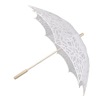Weißer Spitzenschirm Für Hochzeiten - Vintage Brautschirm Mit Spitzenmuster